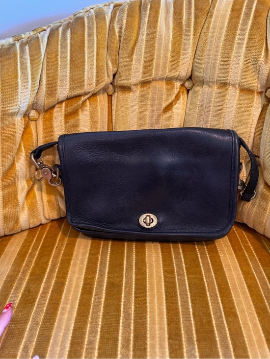 Coach Handbags - Coach Pocket Purse Classic Black Leather Crossbody with Turn-Lock Closure